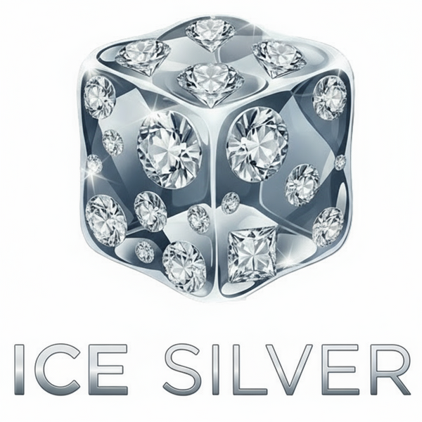 logo d'un glaçon avec des diamant et marqué "ice silver"